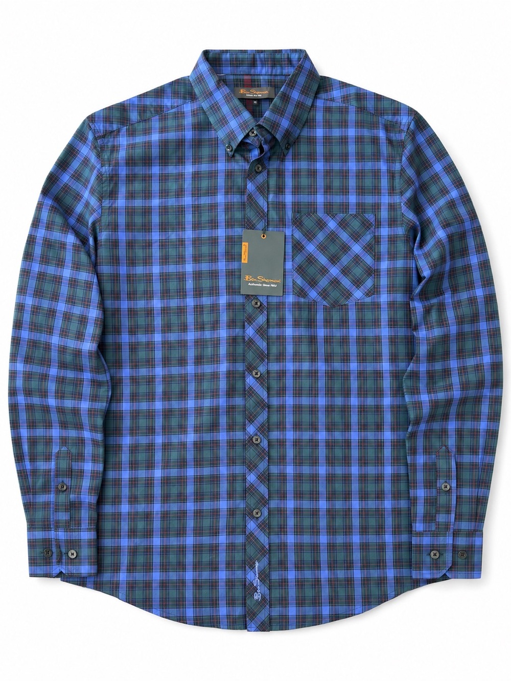 Ben Sherman Union Blue Plaid Cotton Shirt M NWT